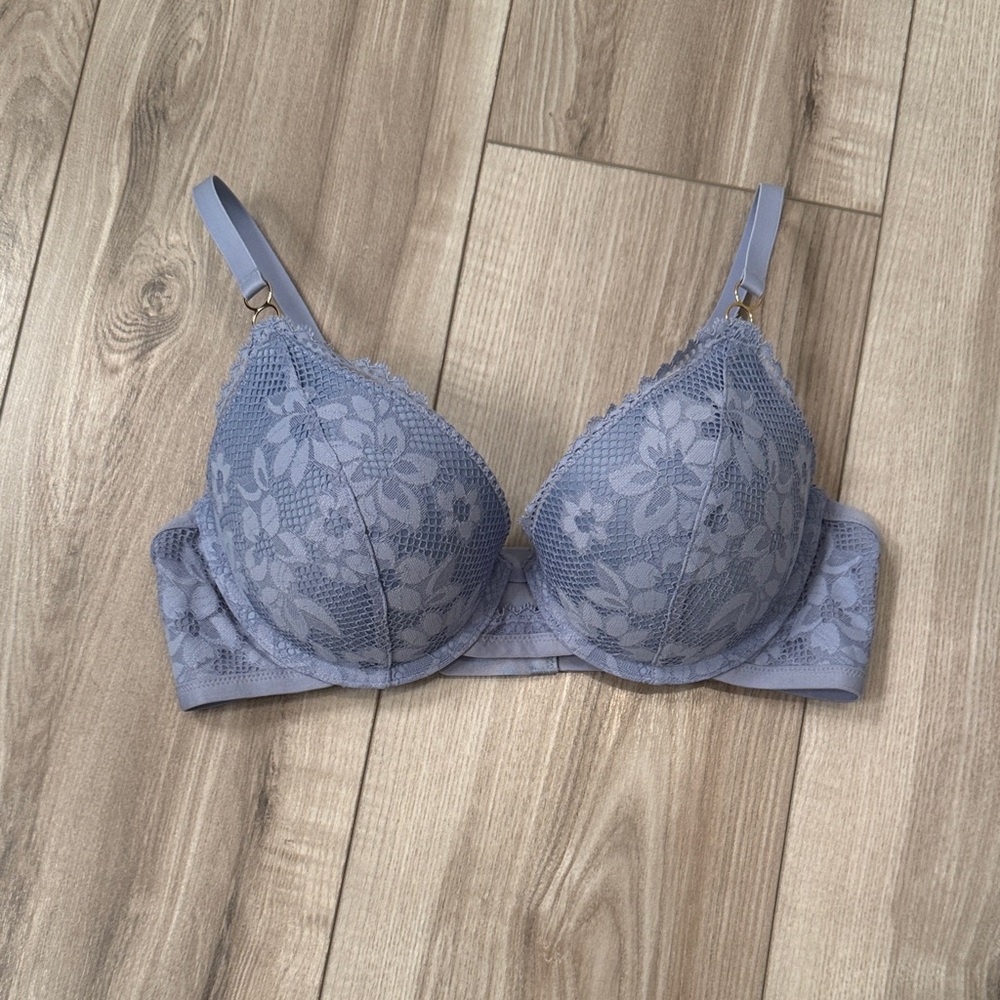 NWOT aerie Lace Floral Underwire Bra in Dusty Blue - 36C